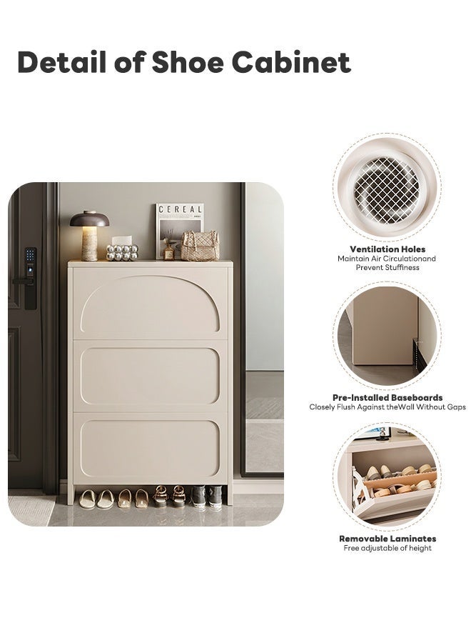 شاربدو خزانة أحذية للمدخل الداخلي، منظم تخزين أحذية رفيع للغاية، رف أحذية خشبي نحيف مع 28-34 زوجًا من الأحذية للمدخل والممر، موفر للمساحة قائم بذاته 100*24*118 سم - Image 4